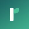 A stylized letter 'R' with a leaf incorporated into the design, set against a green background.